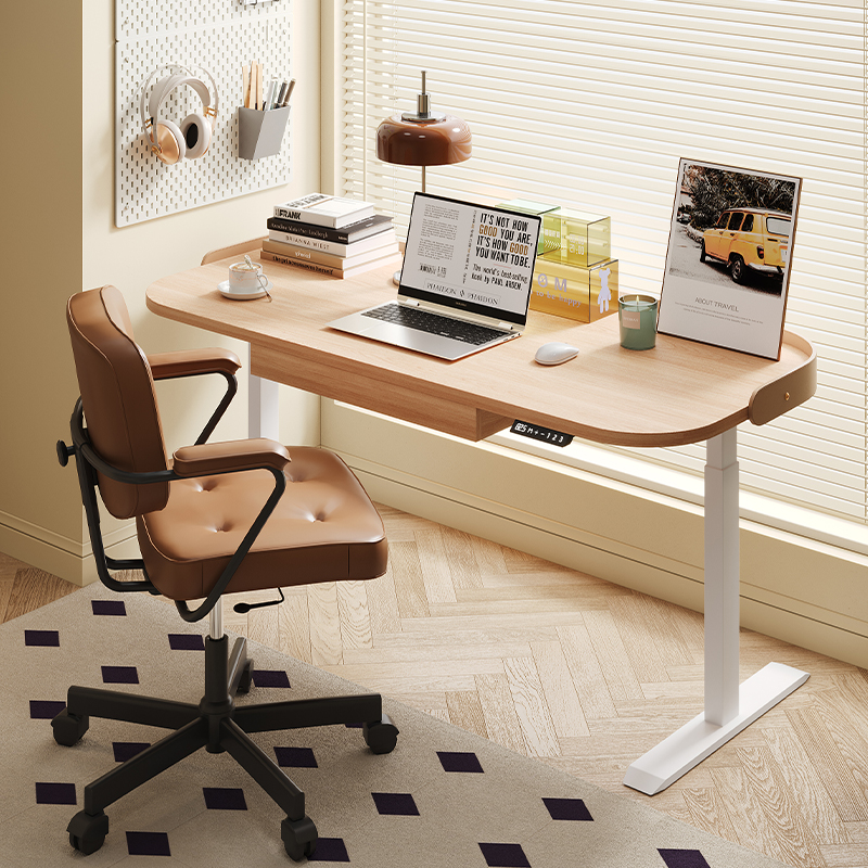 实木电动升降桌2025新款智能书桌卧室客厅工作台办公学习电脑桌