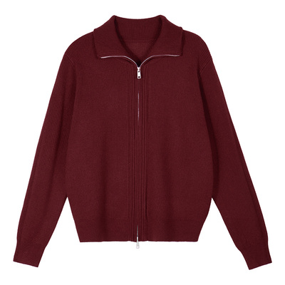 针织开衫翻领毛衣外套女秋冬穿搭