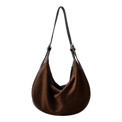 新款植鞣磨砂皮月牙hobo麂皮包