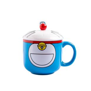 哆啦A梦卡通马克杯陶瓷带盖水杯机器猫蓝胖子小叮当儿童牛奶杯子