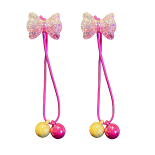 韩国进口渐变爆裂蝴蝶结发绳撞色球扎头发头花甜美公主绕绕绳发饰