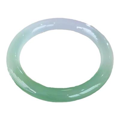 天然翡翠色半山半水玉髓手镯冰种