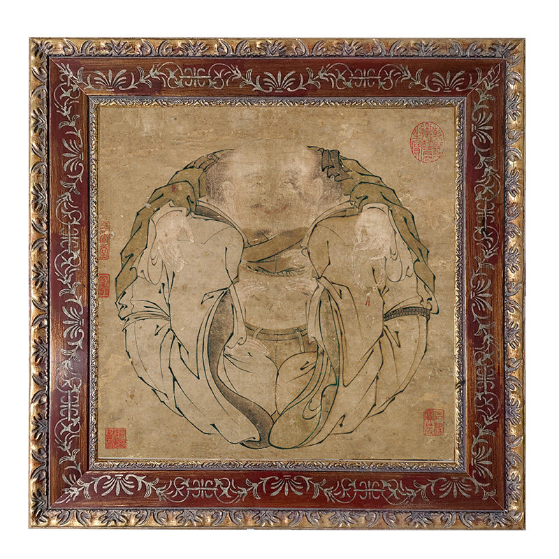 桔子格调 一团和气 中式复古古董画框挂画客厅玄关店铺招财装饰画