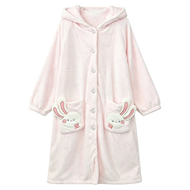 香蜜闺秀25403058女士冬季加绒加厚保暖睡袍家居服套装可外穿