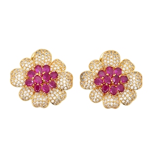 「红宝海棠」法国80s古董珠宝感花朵耳饰戒指新年floremure古董廊