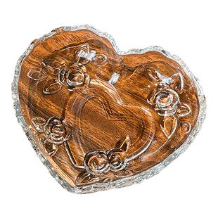 创意玻璃爱心形小吃盘水果盘糕点蛋糕小吃零食碟子玫瑰盘花瓜子盘