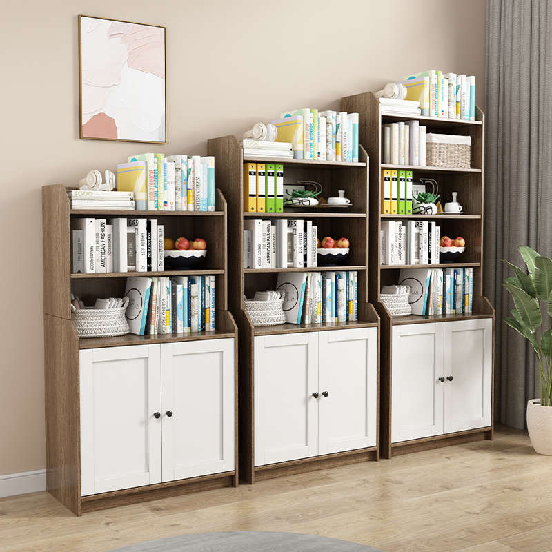 实木现代简约书架落地靠墙家用办公儿童学生组装书柜储物柜收纳柜