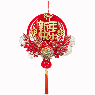 2026马年新年装饰挂件扇形中国结大号福字客厅玄关门挂饰春节布置