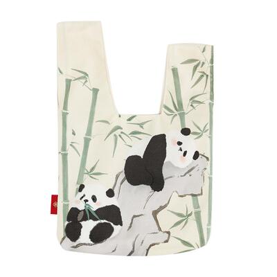 彩衣堂国风可爱熊猫手拎手腕包