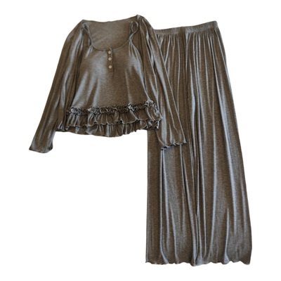 莫代尔睡衣女带胸垫一体家居服