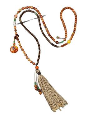 花梨木原创新中式斜挎链蜜蜡佛珠复古文艺背背链项链女中国风