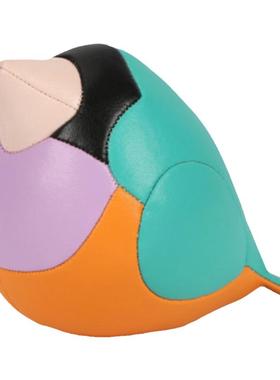 玩宠皮质手工七彩文鸟礼品摆件