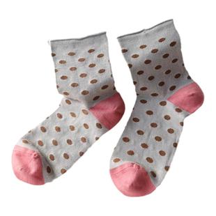 波点袜子女绢丝透气吸汗中筒袜桑蚕丝柔软舒适卷边日系百搭无骨袜