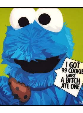 甜饼怪COOKIEMONSTER芝麻街挂画