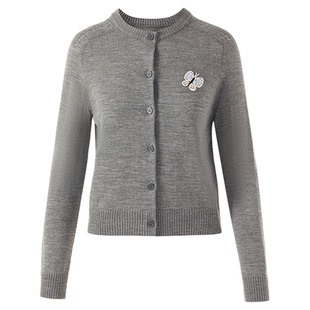 朗姿欧洲EiLEEN ELITEE刺绣毛衣针织开衫气质上衣2025年秋季新款