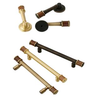 新式中实心黄铜胡桃木拉手高级感家具衣柜橱柜抽屉柜门把手复古风