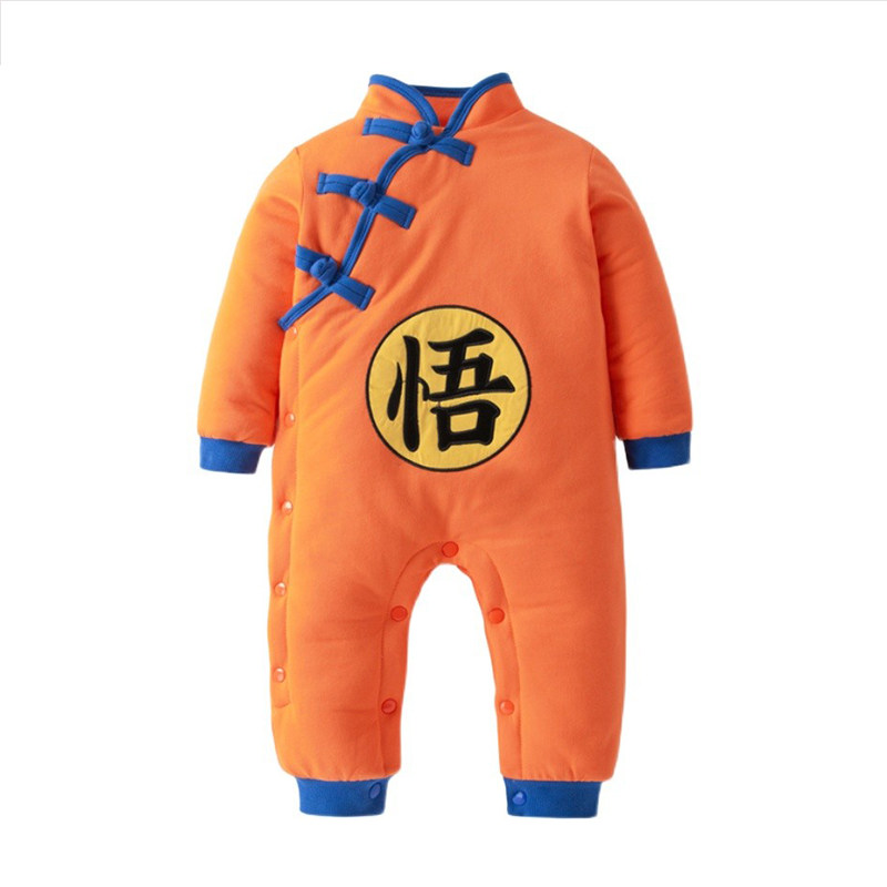 中国风冬装七龙珠悟空衣服加厚保暖饺子开扣哈衣连体衣爬行服