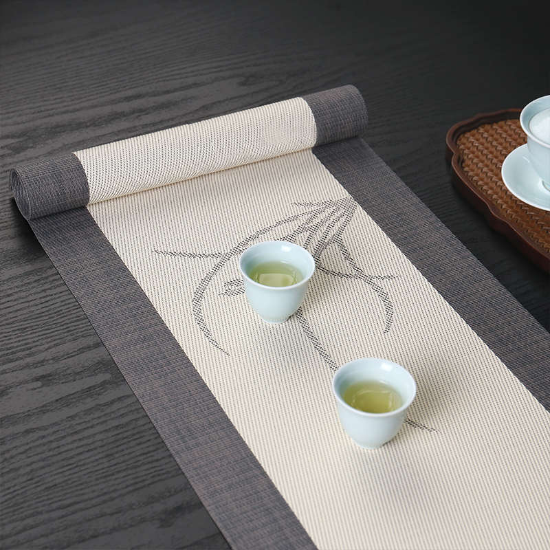 兰花禅意桌旗宋式茶席防水茶台布茶盘垫电视柜长条餐桌布中式茶旗