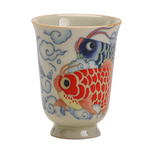 陶瓷龙鱼闻香杯茶杯单个主人杯男女个人专用品茗杯子小众简约单杯