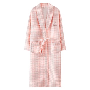 浪莎夹棉睡袍女士秋冬薄款空气棉睡衣纯棉加厚长款甜美浴袍浴衣