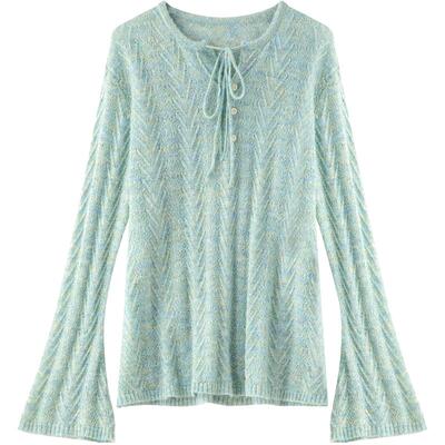 LAGOGO含羊毛仙气喇叭袖针织衫