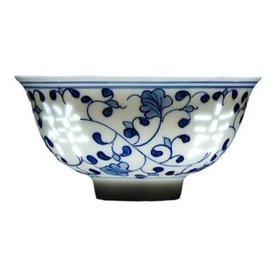 民间艺人手绘青花玲珑瓷主人杯