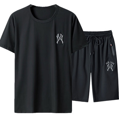 短袖T恤胖子搭配全身夏季加肥加大腿粗屁股大裤子350斤凉感