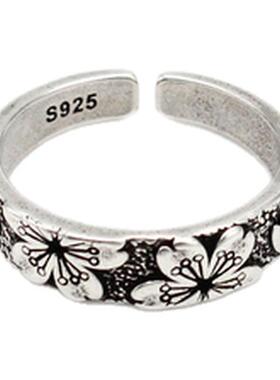 DEMONTEARS【樱花】镀银复古小众设计戒指男女个性开口可调节指环