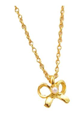 清仓百搭欧美蝴蝶结短款珍珠项链