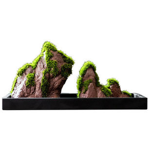 鲜活苔藓微景观植物盆景水陆缸定植青苔人造吸水石假山DIY小摆件