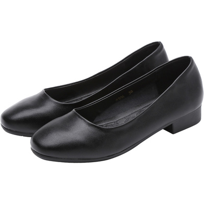 方头久站低跟空姐舒适风女单鞋