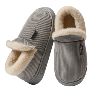 毛绒包跟棉鞋外穿男款秋冬季加绒加厚保暖舒适厚底防滑居家棉拖鞋