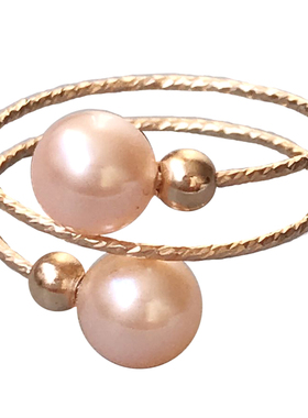 正圆无瑕强光粉金色天然淡水珍珠