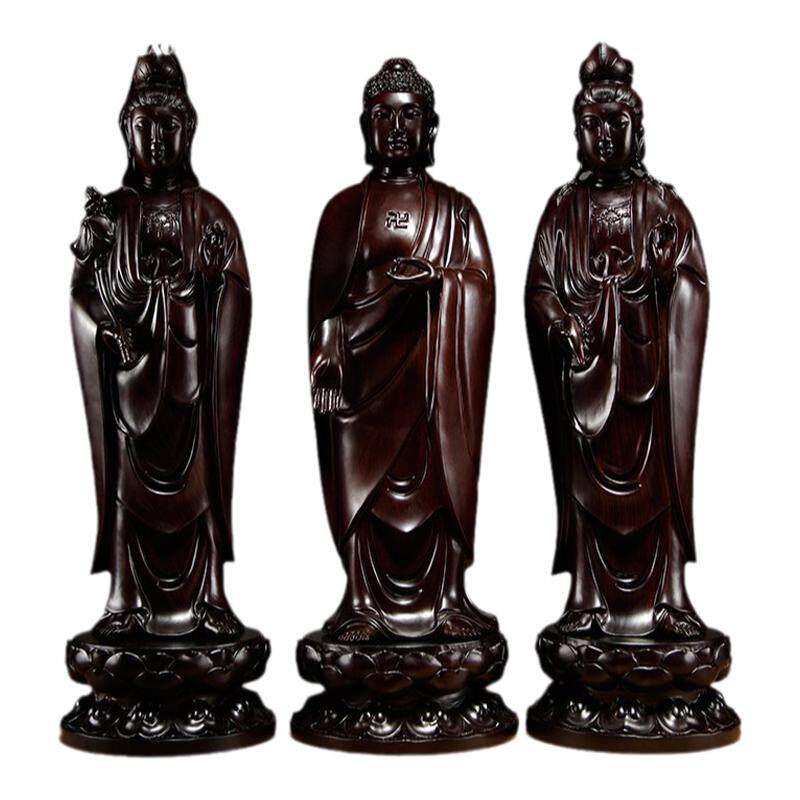 阿弥陀佛大势至西方三圣黑檀木雕