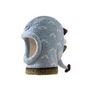 贝肽斯儿童帽子冬季男宝女孩加厚毛绒帽保暖防风围脖一体护耳帽S