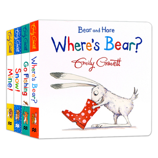 熊和兔的友谊套装4册 英文原版 Bear and Hare Where's Bear? Snow! Mine! Go Fishing 格林威奖作家 Emily Gravett 温馨友谊绘本