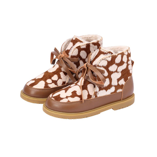 荷兰DONSJE男女儿童手工皮鞋动物秋冬系带牛毛加绒中童高帮靴皮靴