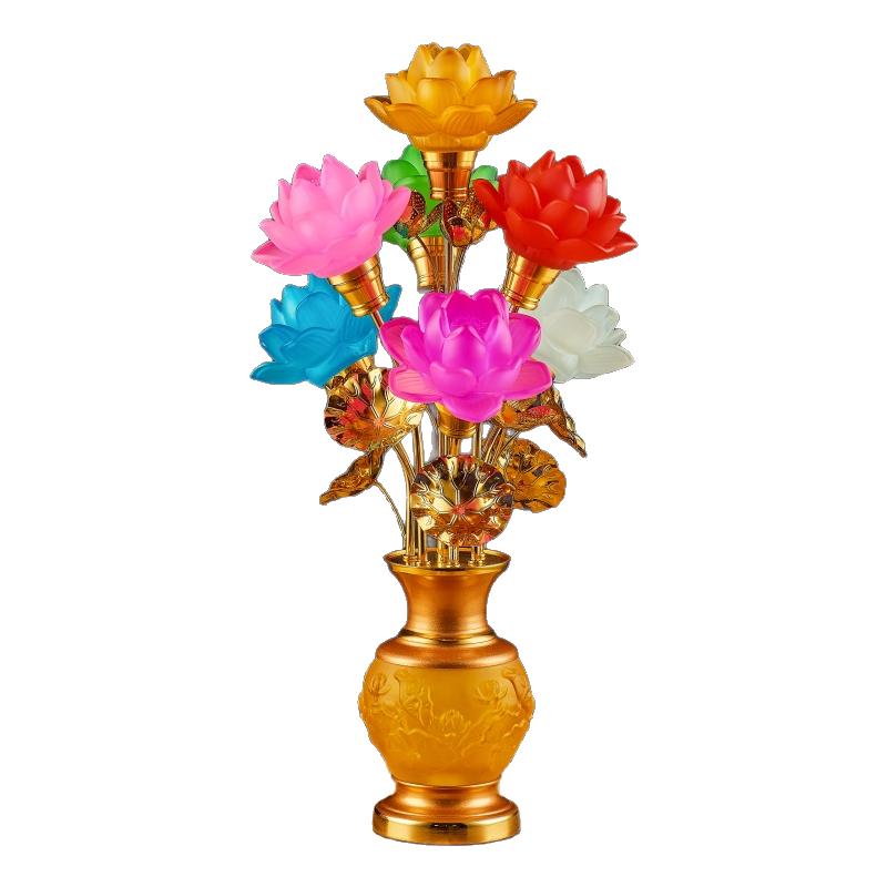 供佛琉璃莲花灯佛前神台供灯led长明灯观音菩萨供灯家用插电佛灯