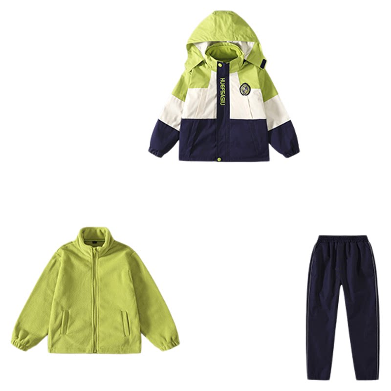 幼儿园园服中小学班服冲锋衣三件套运动会套装防风加厚校服定制