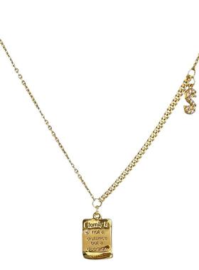 方形字母吊牌项链高级感