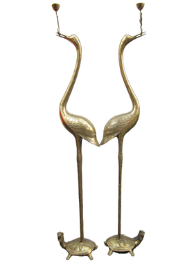 仙鹤龟黄铜质烛台摆件龟鹤延年