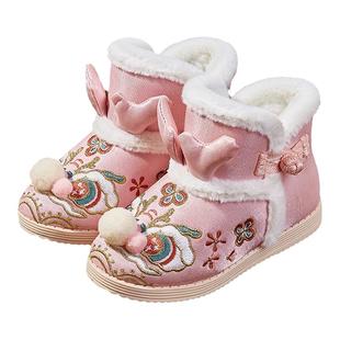 女童汉服鞋冬季加绒棉靴手工宝宝布鞋古风古装棉鞋2025新款拜年鞋