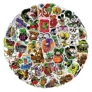 50张老鼠芬克传奇芬克鼠涂鸦卡通搞怪个性贴纸装饰笔记本头盔文具盒手账保温杯吉他收纳箱拉杆箱贴纸防水pvc