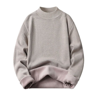 加绒加厚半高领毛衣男保暖秋冬内搭男士爸爸黑色冬季中针织打底衫