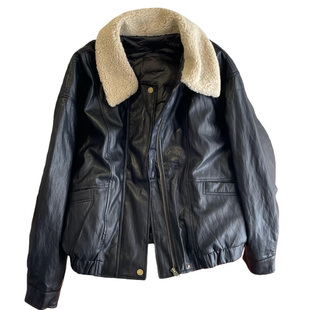 黑色仿羊羔毛翻领羽绒服女2025冬季新款白鸭绒内胆蛋白皮皮衣外套