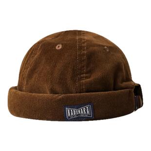 印计谷羽 原创日系文艺灯芯绒卷檐地主帽女秋冬季百搭瓜皮帽子潮