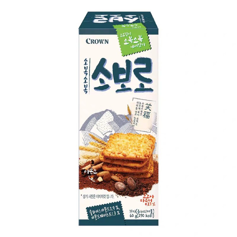 韩国进口克丽安笑福扁桃仁酥脆饼干小包装休闲食品充饥零食60g