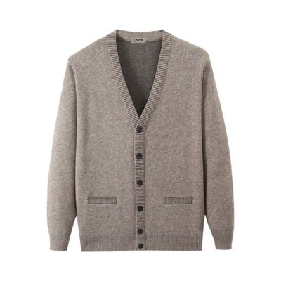 啄木鸟开襟v领羊毛衫保暖