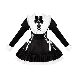 【氧离子】withpuji原创设计甜酷少女荷叶边丝绒连衣裙冬款三子