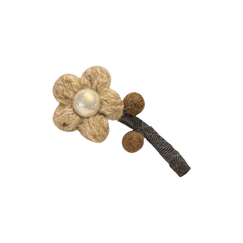 花朵毛线发夹边夹侧边可爱发卡